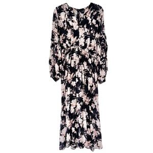 The Kooples Baroque Floral Maxi Dress Black Cream Size Medium US 6
